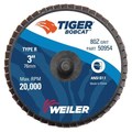 Weiler 3" BobCat Mini Abrasive Flap Disc, Conical (TY29), Type R Mount, 80Z 50954